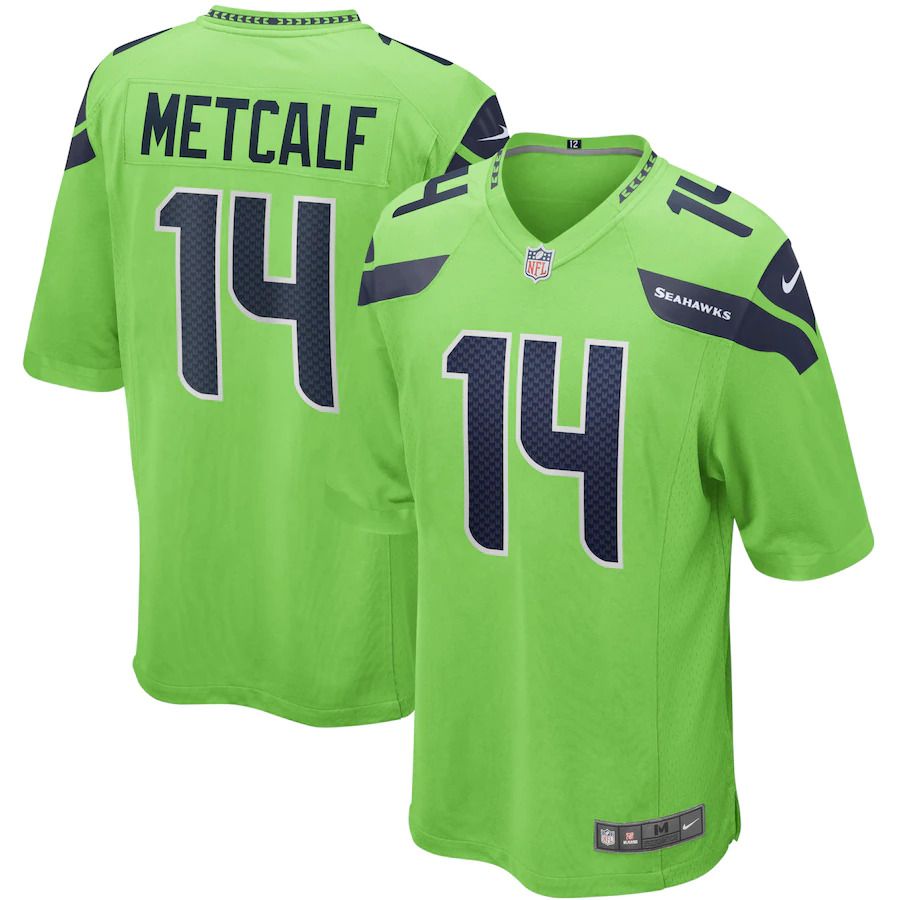 Men Seattle Seahawks #14 DK Metcalf Nike Neon Green Game NFL Jersey